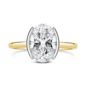 Bezel Set Oval Diamond Solitaire Hidden Halo Ring