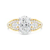 Oval Diamond Ring with Pear Cut Shoulders &amp; Diamond Halo 2.85ct