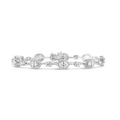 Oval Halo &amp; Round Cut Diamond Station Bracelet 6.90ct image