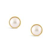 Mabe Bezel Set Pearl stud Earrings 10mm image