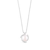 Pearl &amp; Diamond White Gold Swirl Pendant image