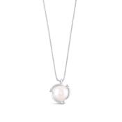 Pearl &amp; Diamond White Gold Swirl Pendant image