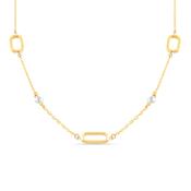Oval Link &amp; Bezel Set Diamond Multi Station Necklace image