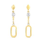 Oval Link &amp; Diamond Bezel Set Drop Earrings image