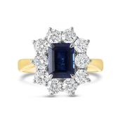 Sapphire &amp; Diamond Cluster Ring 2.21ct
