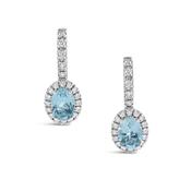 Aquamarine &amp; Diamond Halo Drop Earrings image