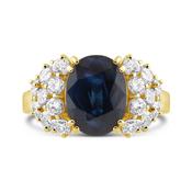 Vintage Italian Oval Sapphire &amp; Diamond Ring 4.00ct image