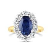 Oval Sapphire &amp; Round Diamond Cluster Ring 2.62ct image