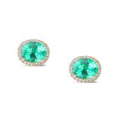 Oval Cut Emerald Halo Stud Earrings image