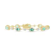 Oval Emerald Halo &amp; Round Cut Diamond Station Bracelet image
