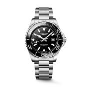 HydroConquest Black Dial &amp; Bezel Steel Bracelet Watch L37884566 42mm