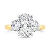 Oval &amp; Half Moon Three Stone Diamond Ring 4.27ct image
