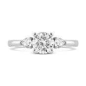 Round Brilliant &amp; Pear Cut Three Stone Trilogy Ring 1.07ct