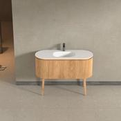 Kensington Solid Wood Floor Standing Oval Basin Fluted Bathroom Vanity Unit - 1200mm image
