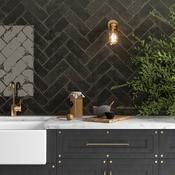 Bellissima Nero Brick Effect Porcelain Wall &amp; Floor Tile - 100x300mm