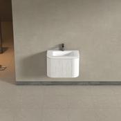 Kensington White Wall Hung Rectangular Basin Fluted Bathroom Vanity Unit With Side Cabinets 750mm
