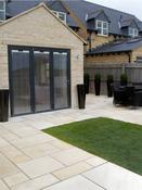 Beige Smooth &amp; Sawn Sandstone Paving - Patio Pack