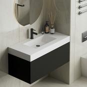London Matt Black Fluted Bathroom Vanity WIth Stone Basin - 800mm | 900mm