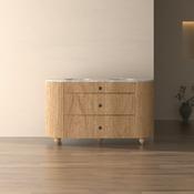 Soul White Carrera Marble Top &amp; Solid Wood Freestanding Double Sink Vanity - 1500mm