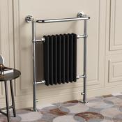 Chelsea Chrome &amp; Black Traditional Heated Towel Rail Radiator - 952x659mm image