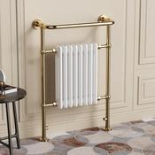 Chelsea Shiny Gold &amp; White Traditional Heated Towel Rail Radiator - 952x659mm image