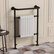 Chelsea Black &amp; White Traditional Heated Towel Rail Radiator - 952x659mm image