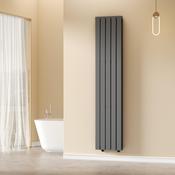 Boston Anthracite Double Panel Vertical Radiator - 1600x360mm image