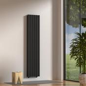 Boston Black Double Panel Vertical Radiator - 1600x240mm image
