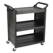 Service Cart with Swivel Casters and End Panels, Black