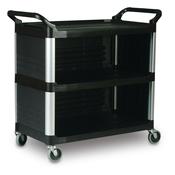 Utility Cart with Enclosed End Panels on 3 Sides, Black image
