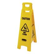 38 in "Caution Wet Floor" Floor Sign, 4-Sided, Yellow image