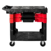 Trades Cart with Casters, Includes 2 Parts Boxes and 4 Parts Bins, Black image