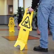 26 in Multilingual "Caution" Stable Safety Sign, 2-Sided, Yellow image