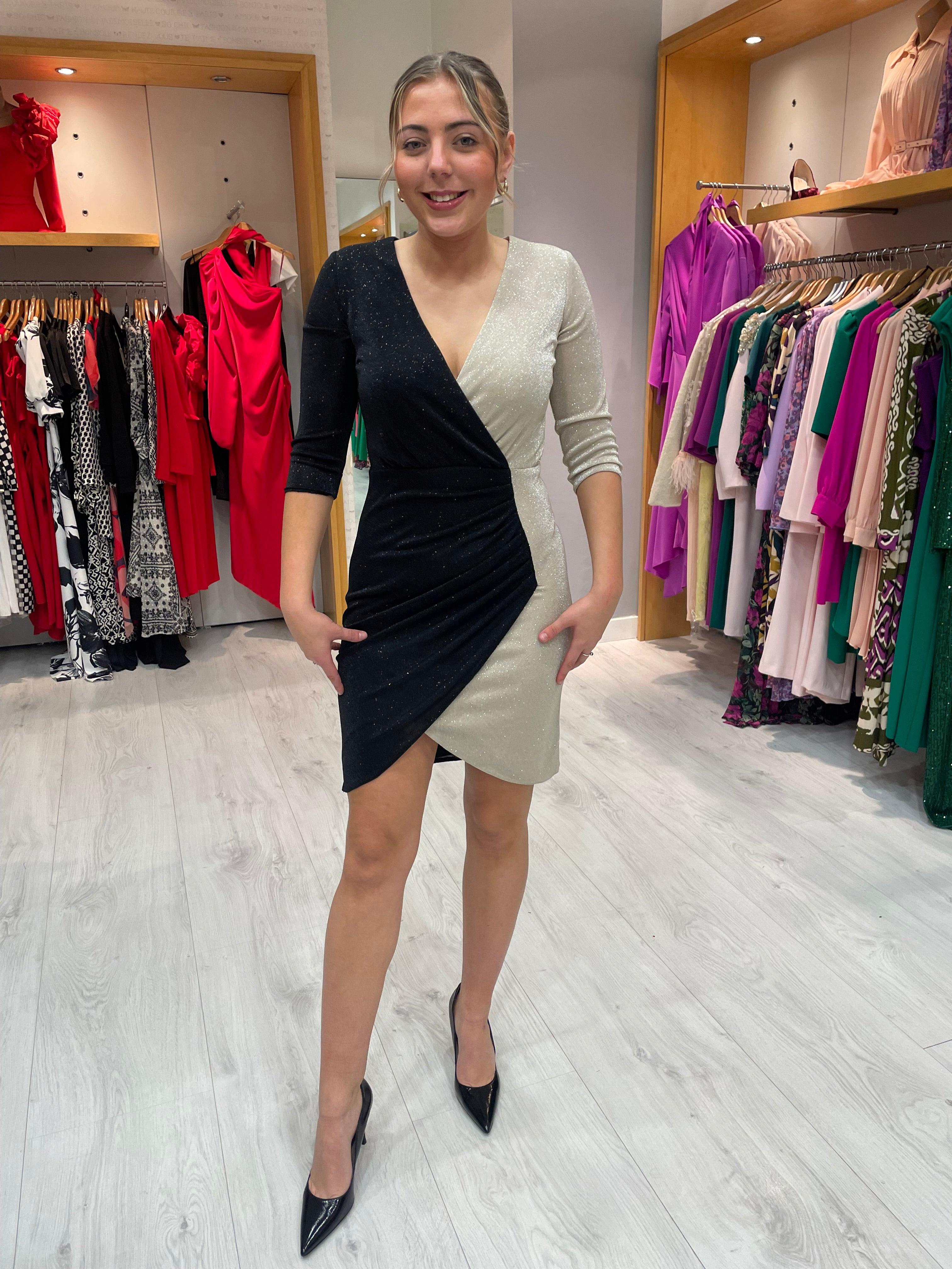 Olimara Contrast Gold and Black Sparkle Dress in Louth GetLocal