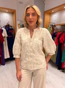 Smashed Lemon Cream Sequin Embroidered Top