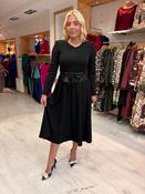 Arggido Black Midi Dress with Waist Tie