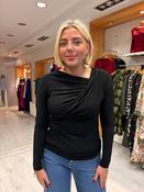 Smashed Lemon Black Draped Jersey Top image