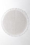 White Geometric,Washable Living Room Rug in Round size, Machine Made using Polyester with Cream and Modern design in 80 x 80 cm size image