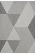 Grey &amp; Cream Geometric Cotton Washable Rug for Outdoor Area in Small size 80 × 150 cm image