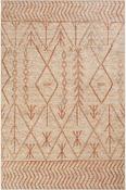 Brown &amp; Cream Aztec Printed Cotton Washable Rug for Kitchen in Small size 75 × 150 cm image