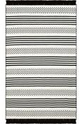 Cream &amp; Black Stripes Scandi Washable Rug for Bedroom and Living Room in Small size 80 × 150 cm image