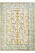 Gold &amp; Blue Persian &amp; Oriental Printed Cotton Washable Rug for Kitchen in Small size 75 × 150 cm image