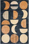 Charcoal &amp; Cream Kids Cotton Washable Rug for Kitchen in Small size 75 × 150 cm image
