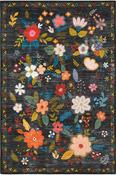 Charcoal &amp; Multicolour Floral Printed Cotton Rug for Kitchen in Small size 80 × 150 cm image