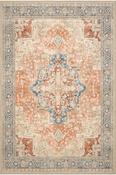 Beige &amp; Blue Persian &amp; Oriental Printed Cotton Rug for Kitchen in Small size 80 × 150 cm image