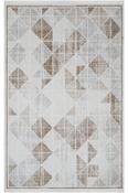 Cream &amp; Brown Geometric Cotton Rug for Kitchen in Small size 80 × 150 cm image