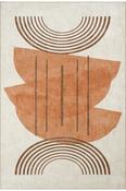 Cream &amp; Copper Kids Scandi Cotton Washable Rug for Kitchen in Small size 75 × 150 cm image