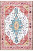 Pink &amp; Red Persian &amp; Oriental Printed Cotton Rug for Kitchen in Small size 80 × 150 cm image
