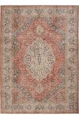 Red &amp; Beige Persian &amp; Oriental Printed Cotton Washable Rug for Kitchen in Small size 75 × 150 cm image