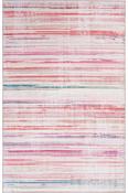 Pink &amp; Multicolour Abstract Stripes Cotton Washable Rug for Kitchen in Small size 75 × 150 cm image